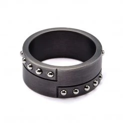INOX Stainless Steel Gun Metal Finish With Steel Beaded Ring