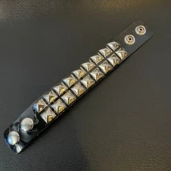 Funk Plus Black Vinyl 2 Row 1/2" Pyramid Snap Bracelet