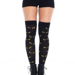 Leg Avenue Spooky Eyes Printed Opaque Thigh Highs