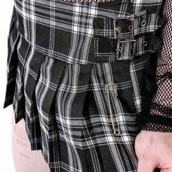 Lip Service World's End Pleated Mini Skirt - B&W Plaid