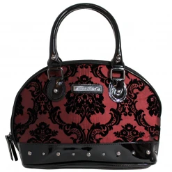 Rock Rebel Damask Margaux Hand Bag In Deep Red Bags & Backpacks