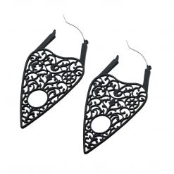 BodyVibe Jewelry Black Silicone Coated Matte Finish Planchette Hoop Earrings