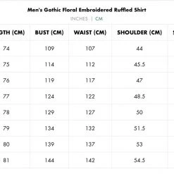 Punk Rave Men's Stuff Gothic Floral Embroidered Ruffled Shirt