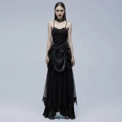 Punk Rave Women's Stuff Gothic Strappy Ruffle Layered Slip Dress