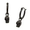 BodyVibe Jewelry Matte Black Plated Hoop With Skull Dangle Earrings